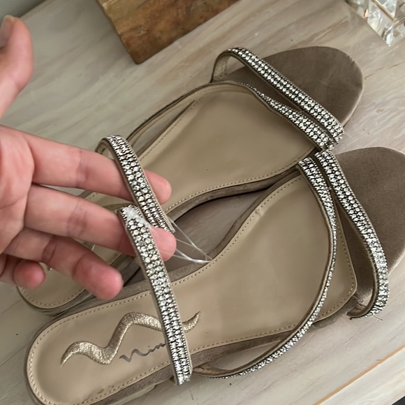 Block Heel Rhinestone strap suade sandal by Nina - Picture 12 of 12